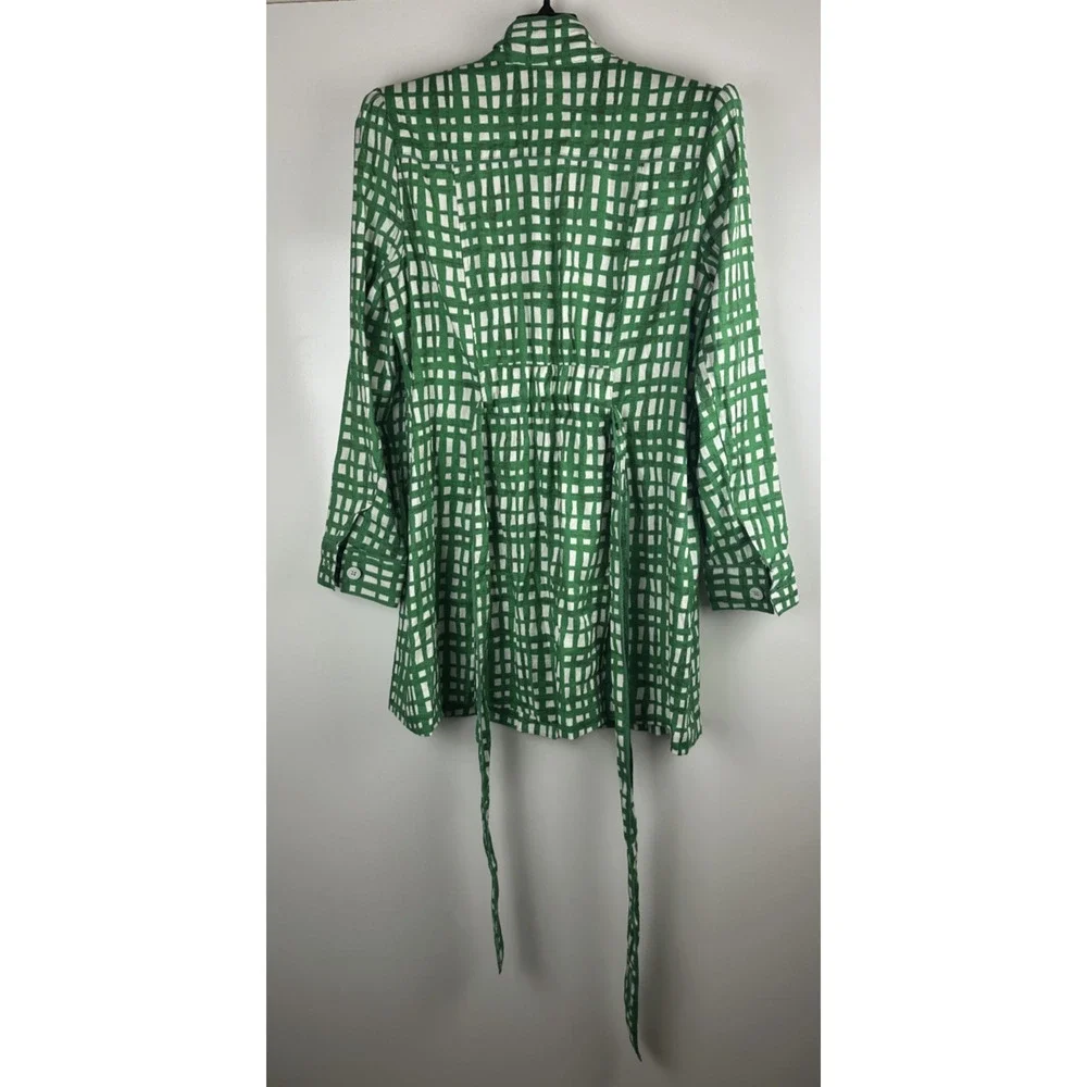 CABI Circuit Jacket Linen Blend Kelly Green & White Belted Size Large Style 6025 - Picture 11 of 16